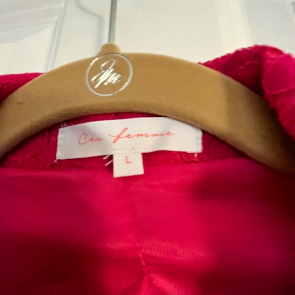 🎀HOST PICK 2X🎀NWT Lace Blazer Jacket Fuchsia L Gorgeous 🎀 - Picture 7 of 12
